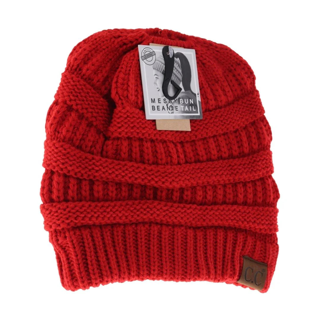 Solid Red Classic CC Beanie Tail