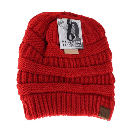 Solid Red Classic CC Beanie Tail