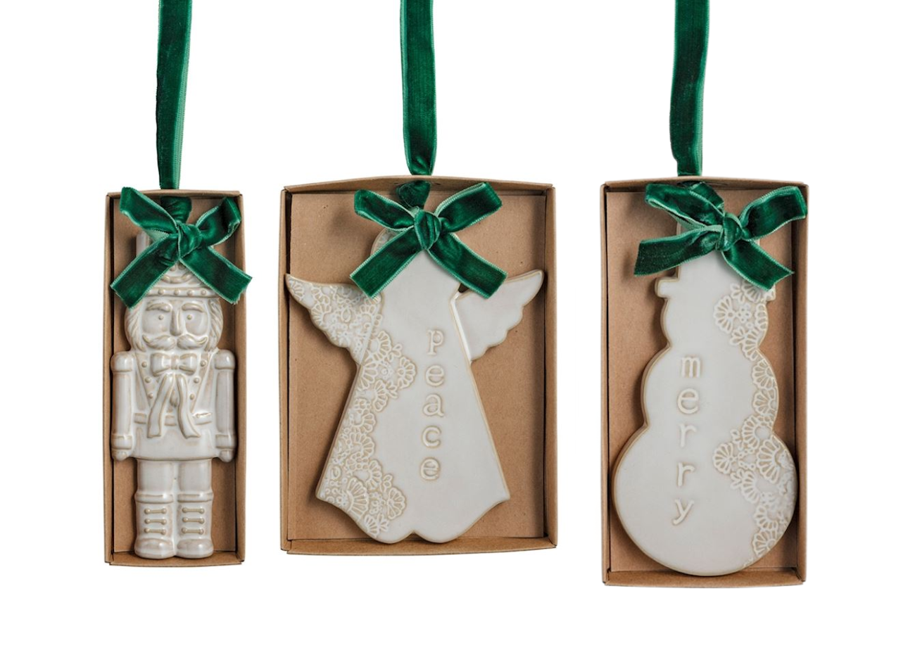 Mud Pie White Christmas Figural Ceramic Ornament