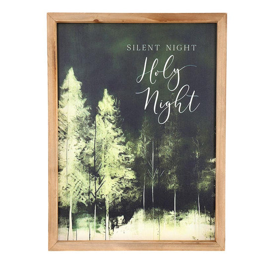 Evergreen Christmas Wood Framed Art - Silent Night