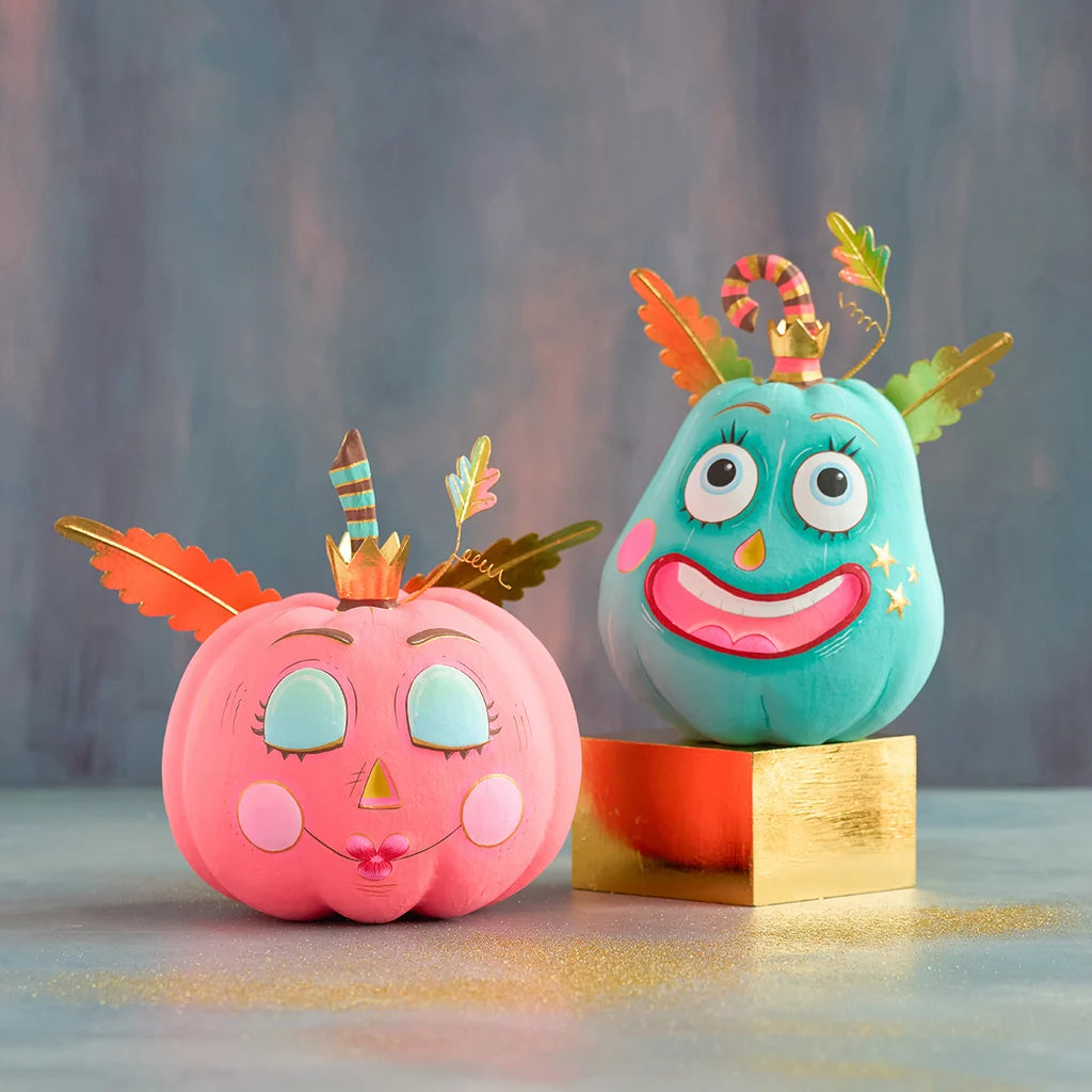 Glitterville Gourdy & Gurdie Medium Pumpkin Pixie Decor