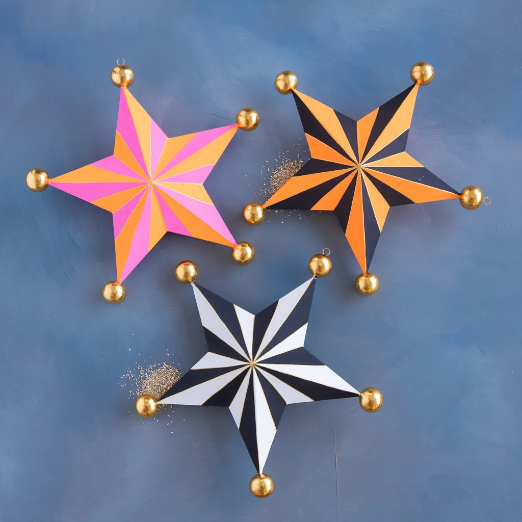 Glitterville Large Halloween Stripe Star