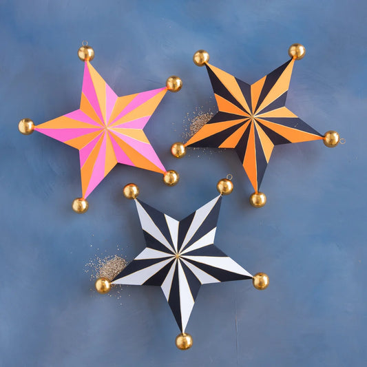 Glitterville Large Halloween Stripe Star