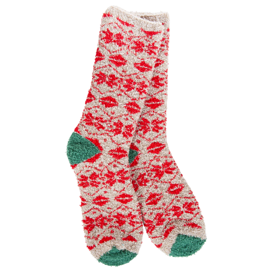 World's Softest Socks Fireside Crew Winter- Holiday Fair Isle- 263