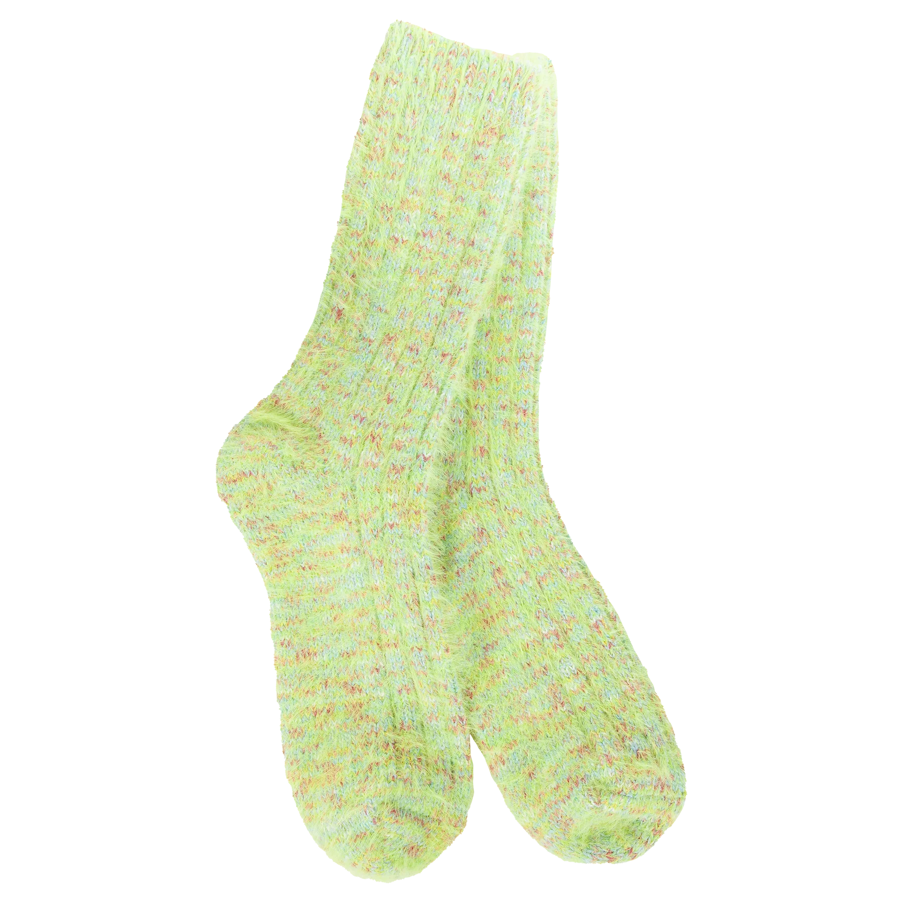 Worlds Softest Socks Weekend Collection Ragg Feather Crew Socks- Lemon Lime- 777