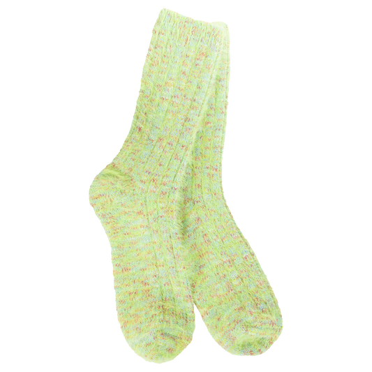 Worlds Softest Socks Weekend Collection Ragg Feather Crew Socks- Lemon Lime- 777