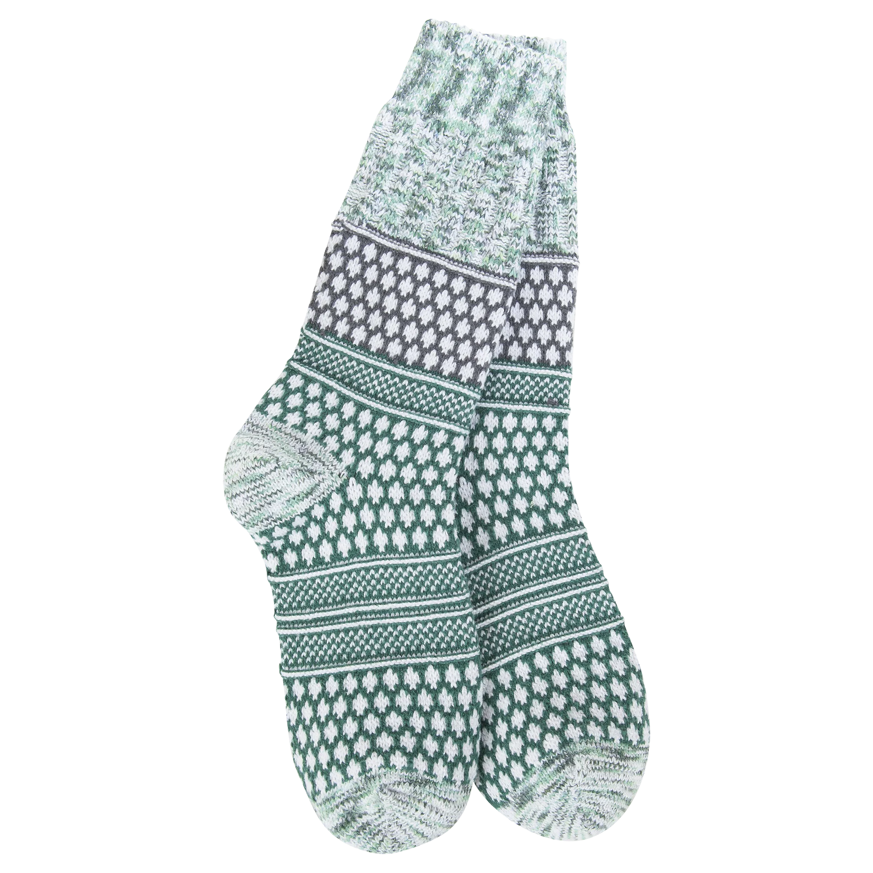 Weekend Collection Holiday Gallery Textured Crew- Spruce Multi- 313
