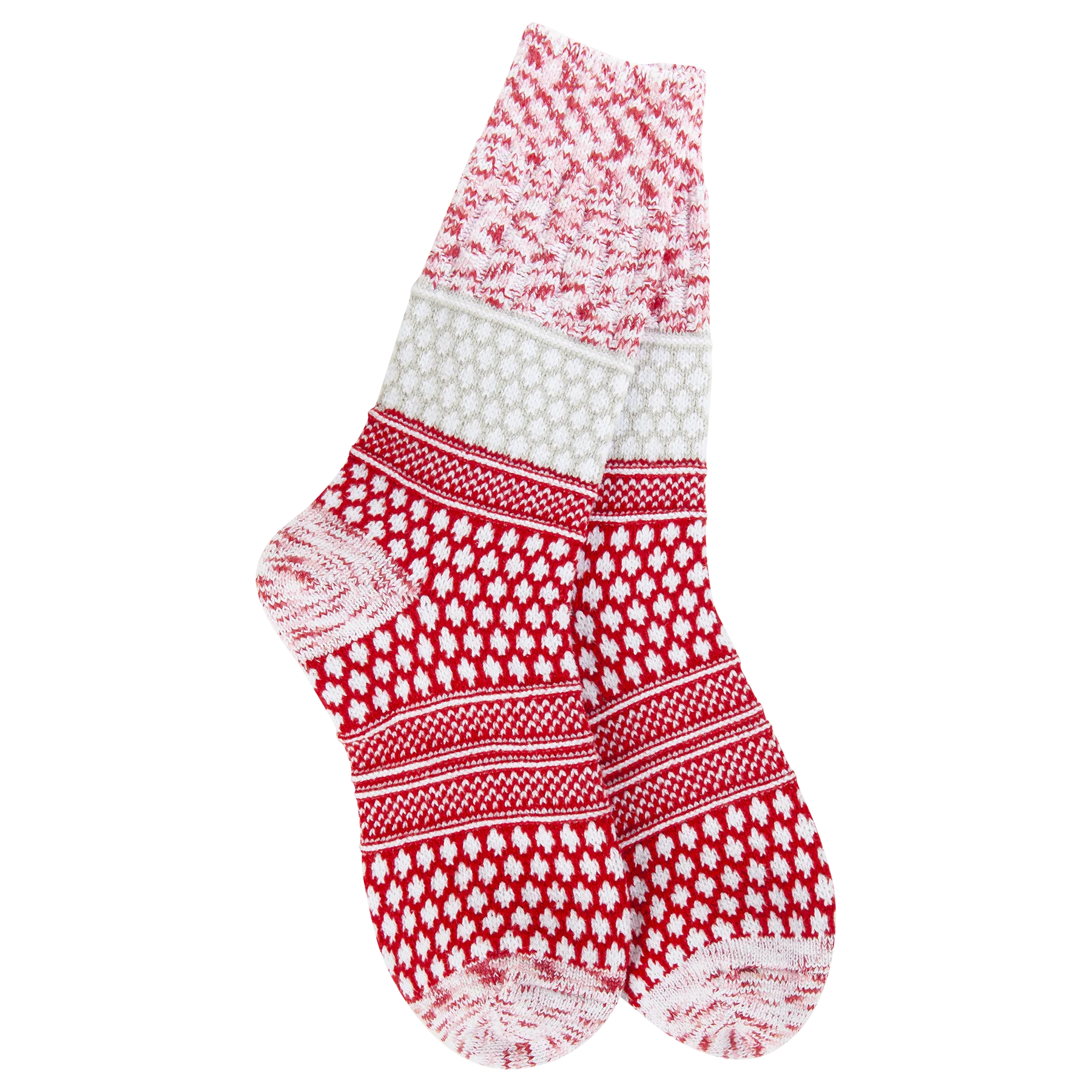 Weekend Collection Holiday Gallery Textured Crew- Peppermint Multi- 616