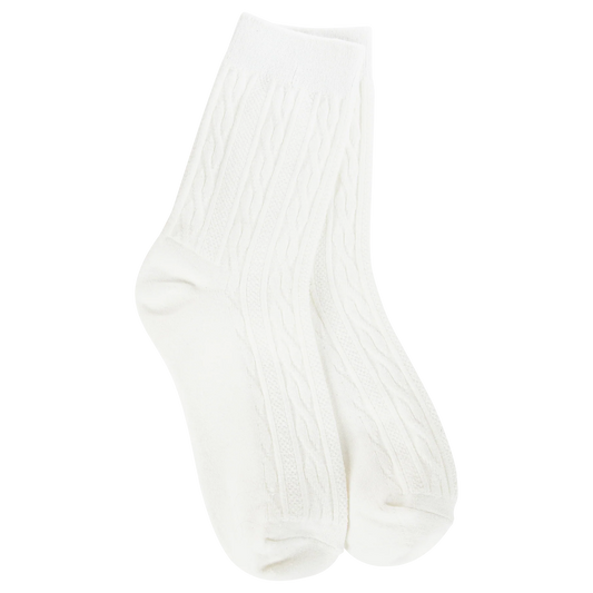 World's Softest Socks Weekend Cable Mini Crew- Cloud- 999