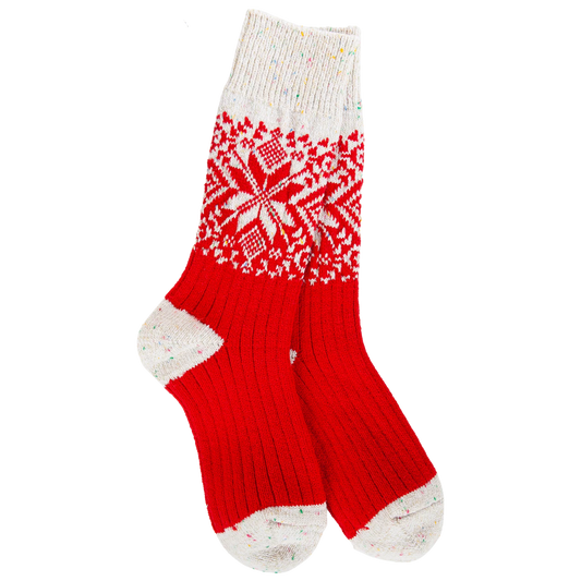 World's Softest Socks Weekend Holiday Crew- Red Confetti- 616