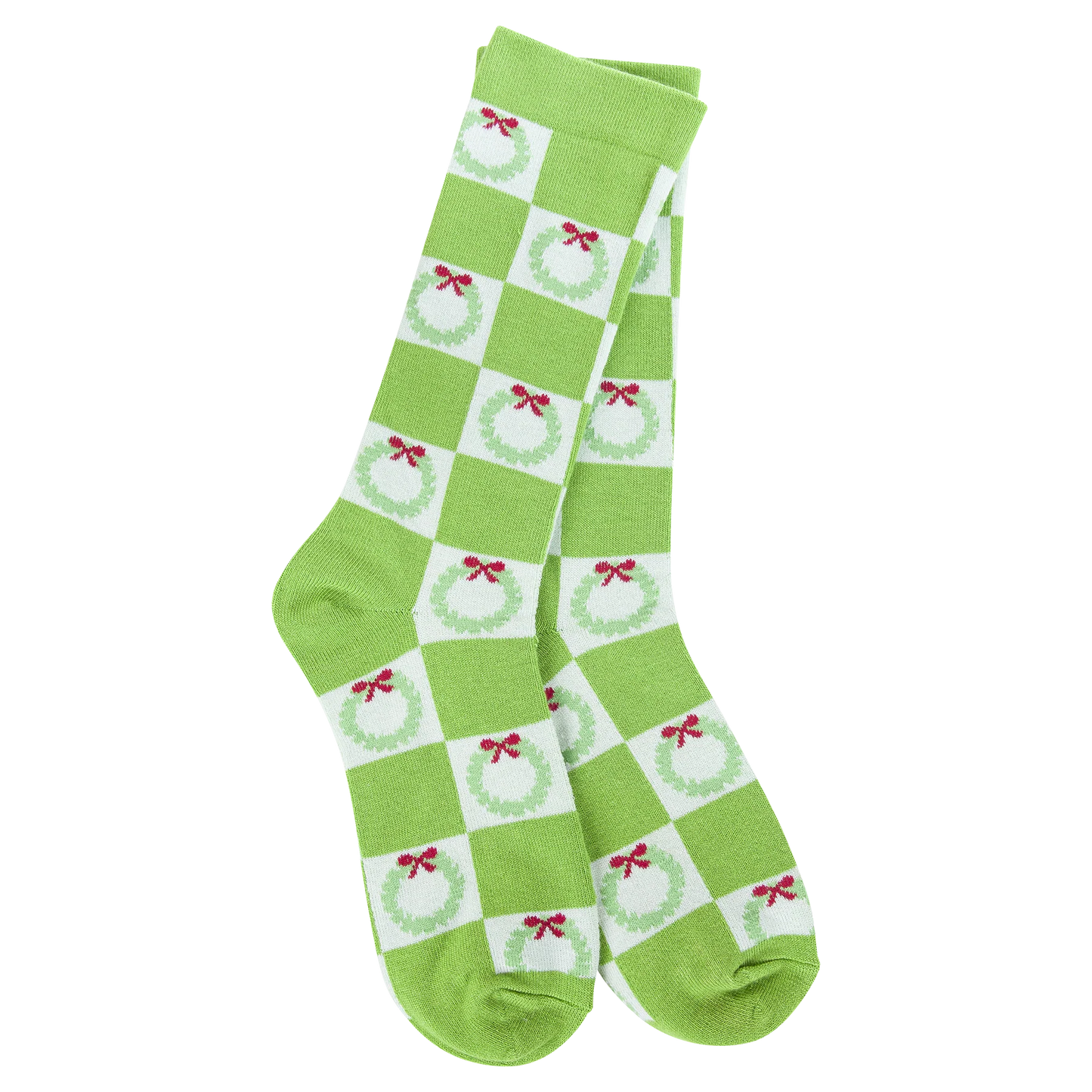 Weekend Collection Holiday Crew Sock- Wreath Check- 393
