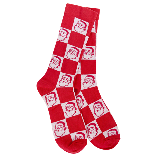 Weekend Collection Holiday Crew Sock- Santa Check- 696