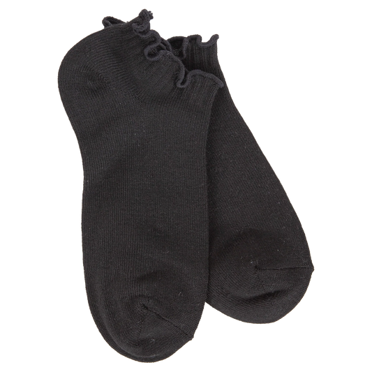 World's Softest Socks Weekend Low Ruffle- Black- 000