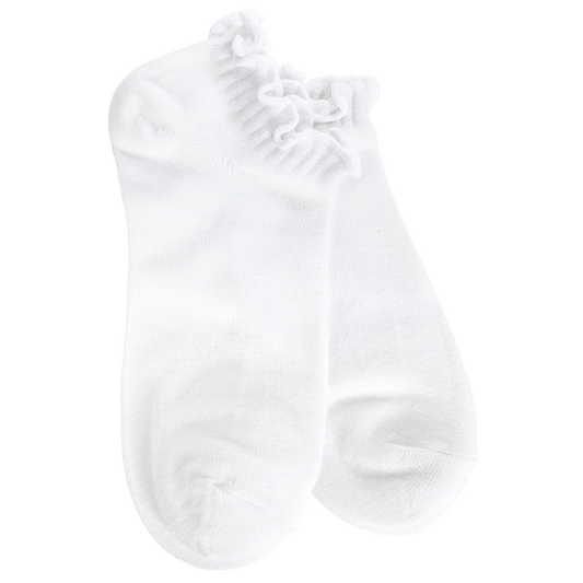 World's Softest Socks Weekend Low Ruffle- White- 999