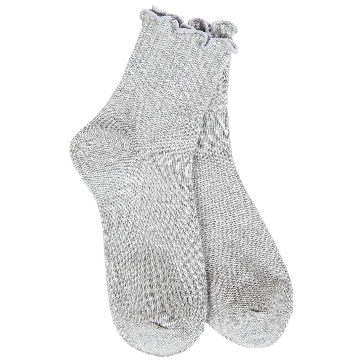 World's Softest Socks Weekend Quarter Ruffle- Light Heather Grey- 111