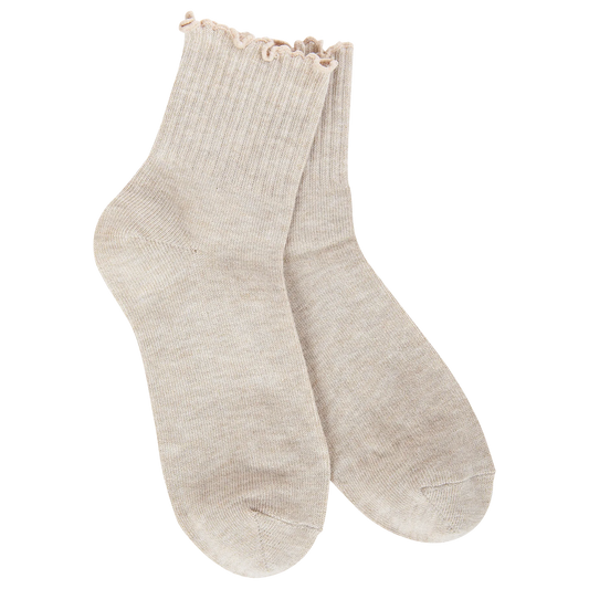 World's Softest Socks Weekend Quarter Ruffle- Heather Oatmeal- 222