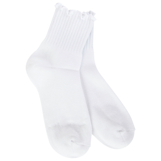 World's Softest Socks Weekend Quarter Ruffle- White- 999
