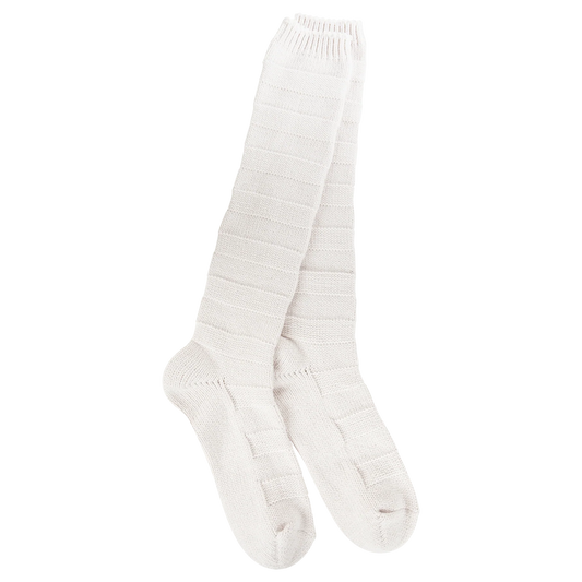 World's Softest Socks Weekend Solid Stripe Knee High- Oatmeal- 211