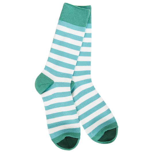 World's Softest Socks Weekend True Stripe Crew- Frosty Spruce- 933