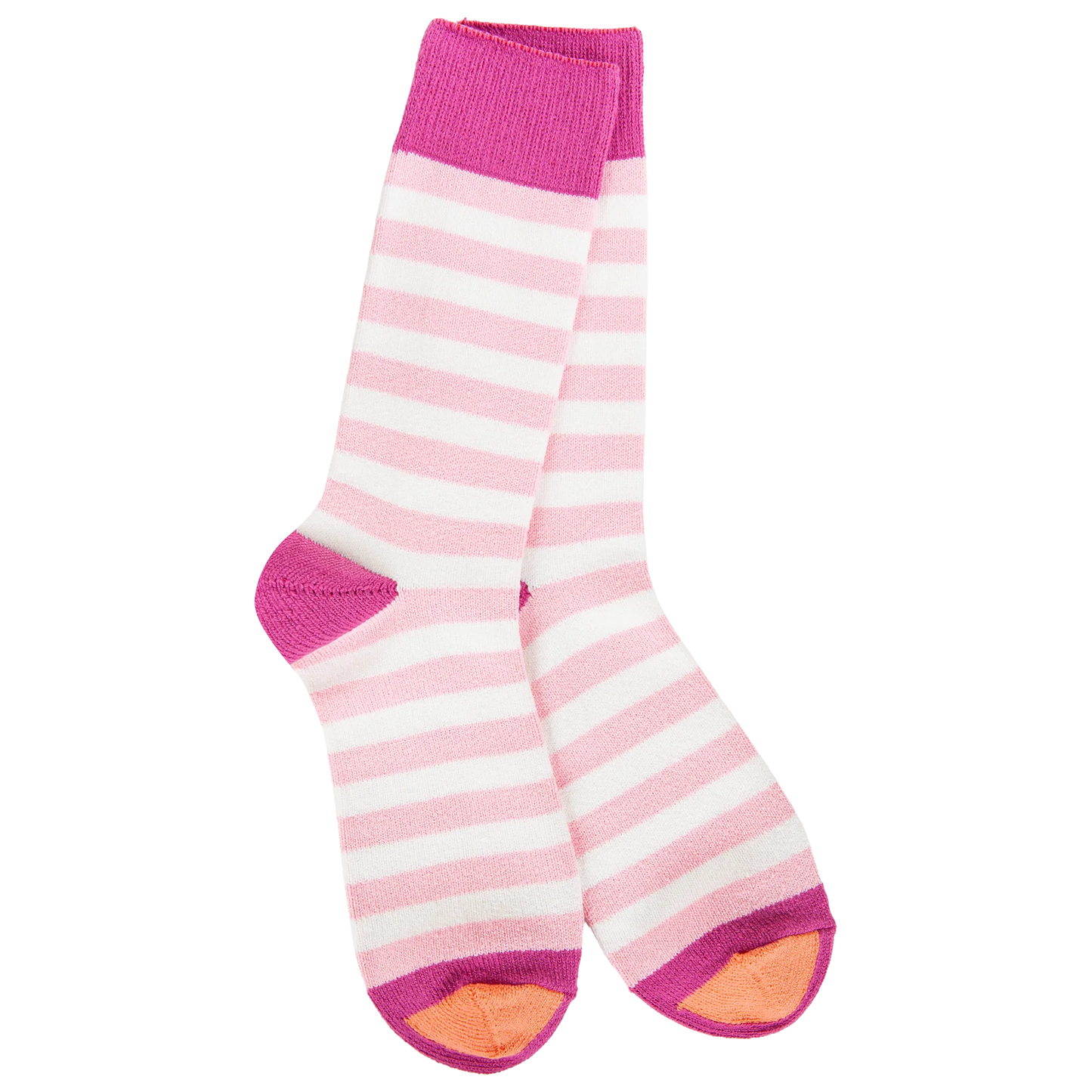 World's Softest Socks Weekend True Stripe Crew- Wild Strawberry- 968