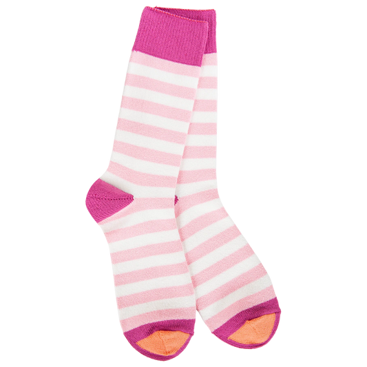 World's Softest Socks Weekend True Stripe Crew- Wild Strawberry- 968