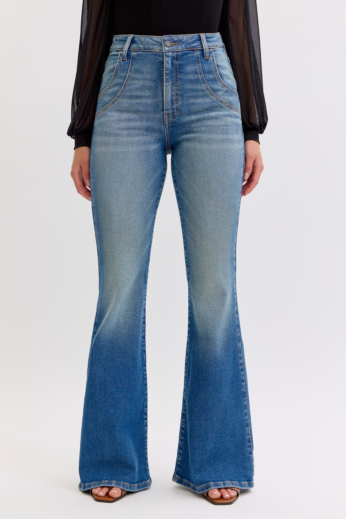 High Rise Super Flare with Front Scoops