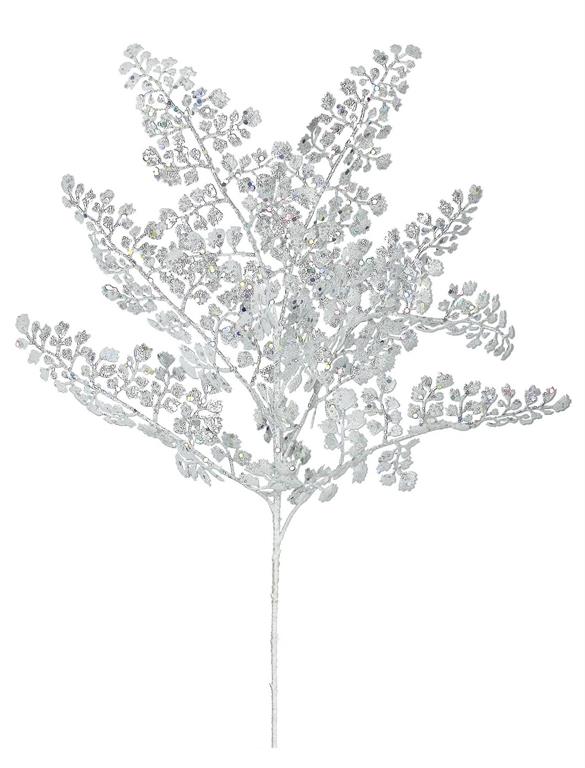 Silver Glittered Leaf Picks