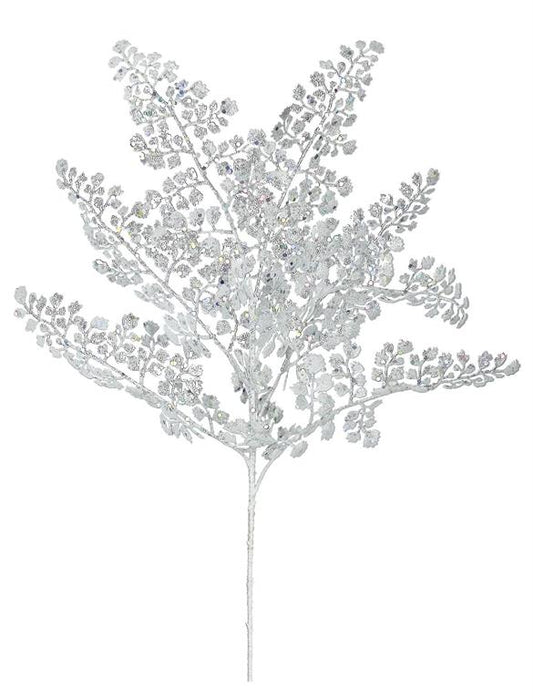 Silver Glittered Leaf Picks