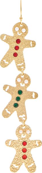 Gold Sparkly Dangling Gingerbread Men Earrings