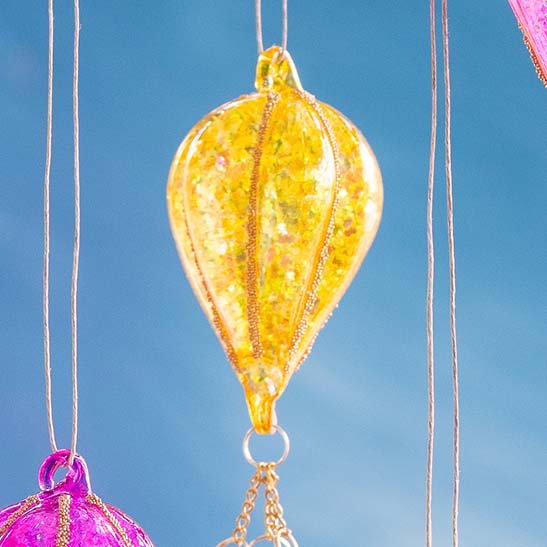 Glitterville Small Rainbow Glitter Hot Air Balloon Ornament