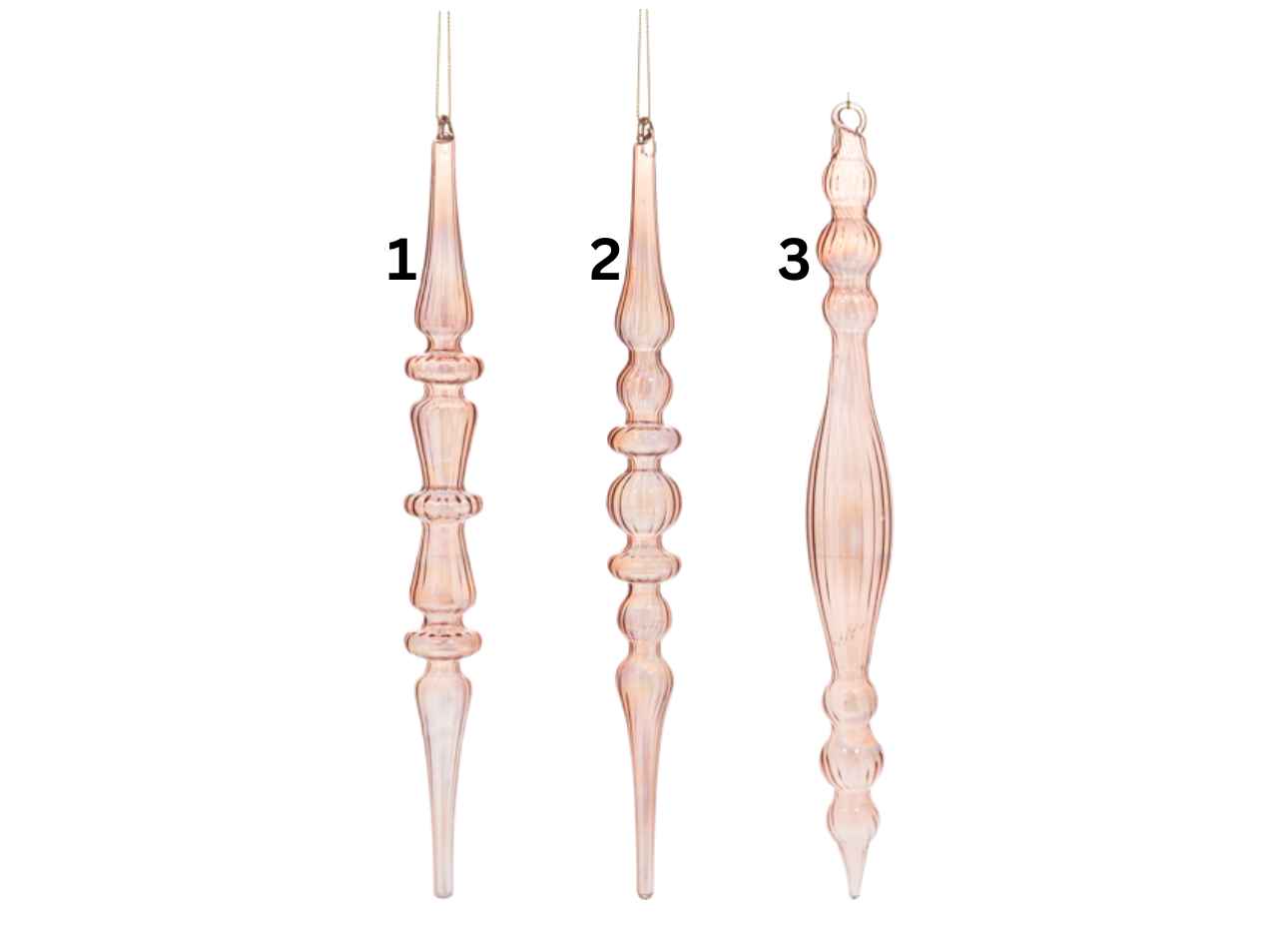Champagne Colored Icicle Drop Ornaments