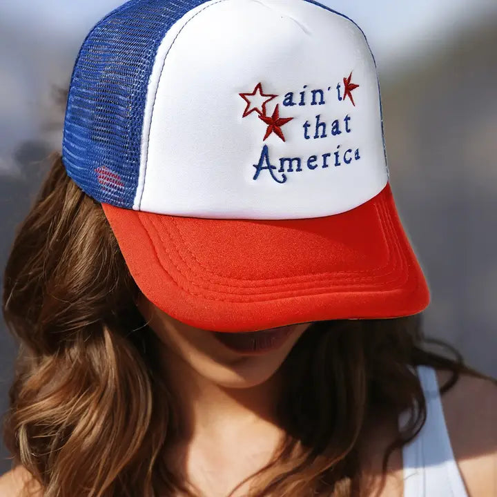 Aint That America Embroidered Pattern Baseball Cap