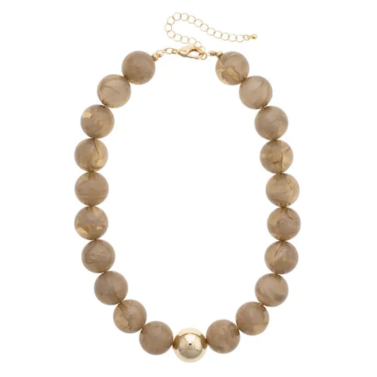 Canvas Marjorie Fall Beaded Necklace- Smokey Taupe