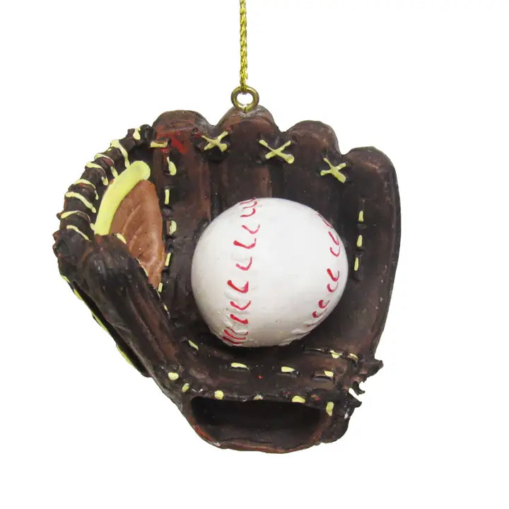 Resin Glove & Baseball Ornament