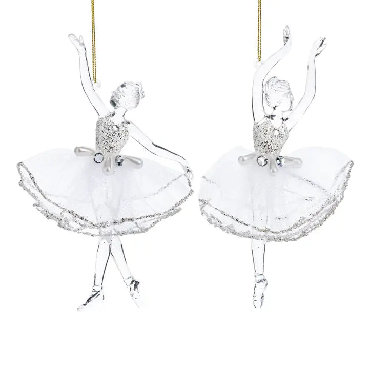 Acrylic Sparkle and Tulle Ballerina Ornaments