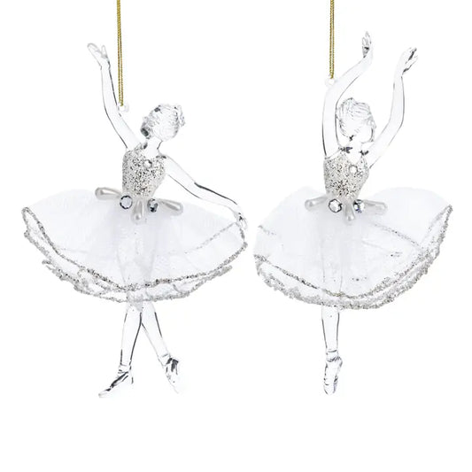Acrylic Sparkle and Tulle Ballerina Ornaments