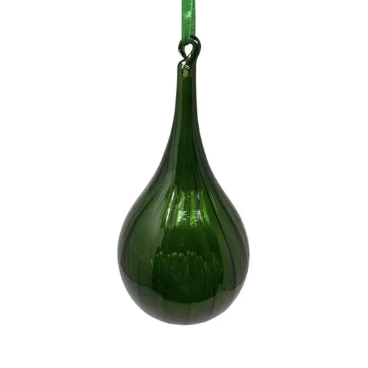 Dark Green Blown Glass Finial Teardrop Ornament