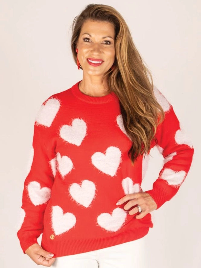 Simply Southern Fuzzy Valentine Heart Sweater