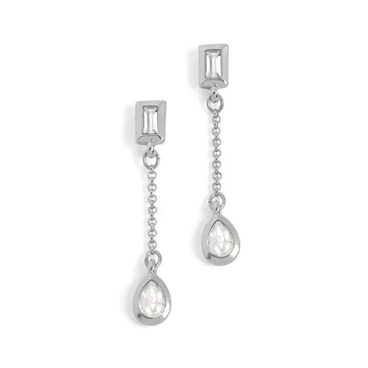 Baguette Stone Chain Drop Earrings