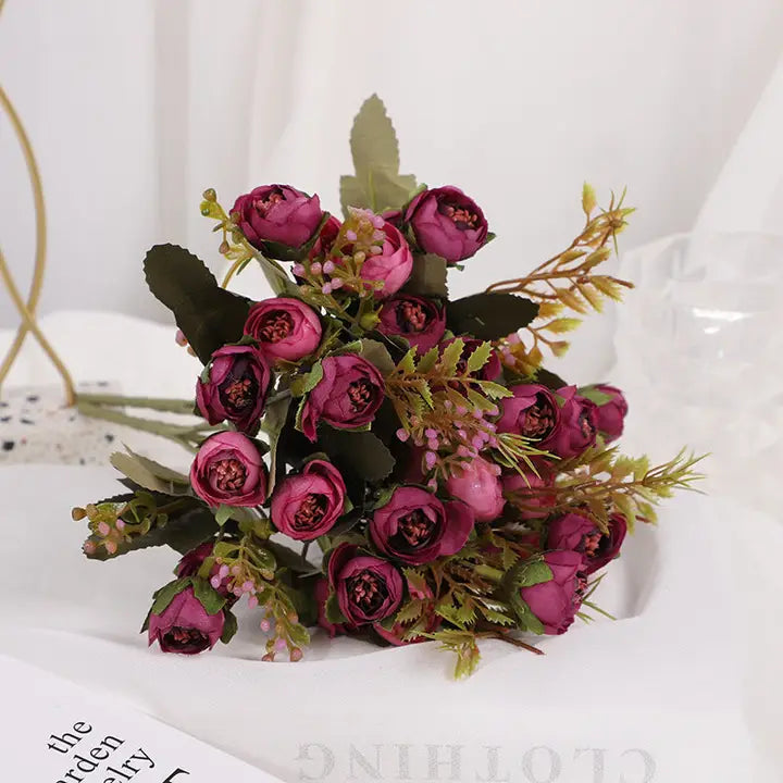 Purple Mini Rosebud Faux Floral Bouquet