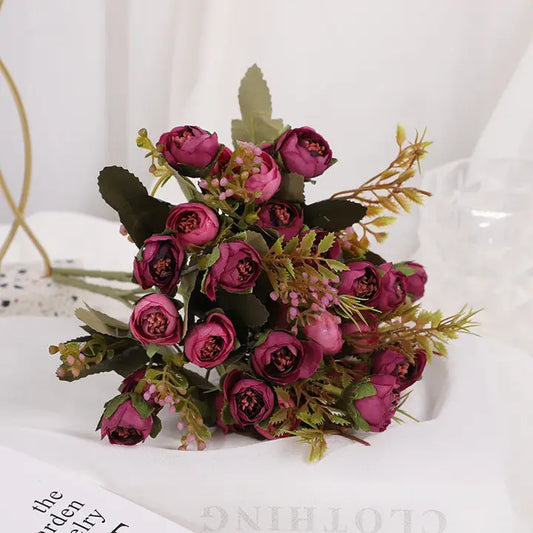 Purple Mini Rosebud Faux Floral Bouquet