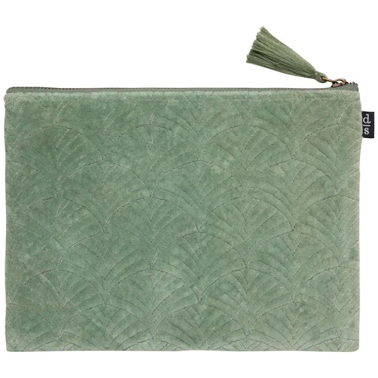 Quilted Velvet Flat Pouch