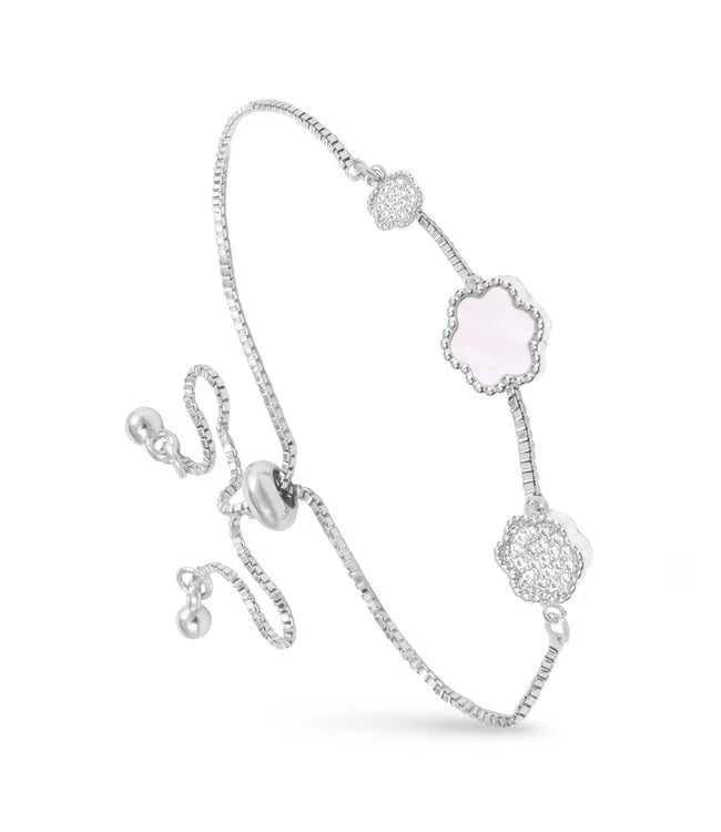 Mother of Pearl Clover Pull-Cord Bracelet