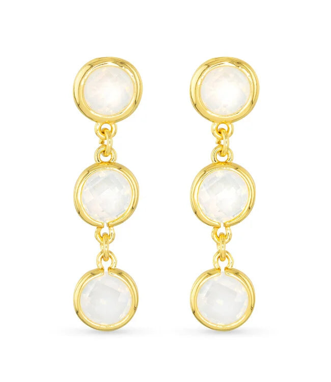 Gold Faceted Cubic Zirconia Earring