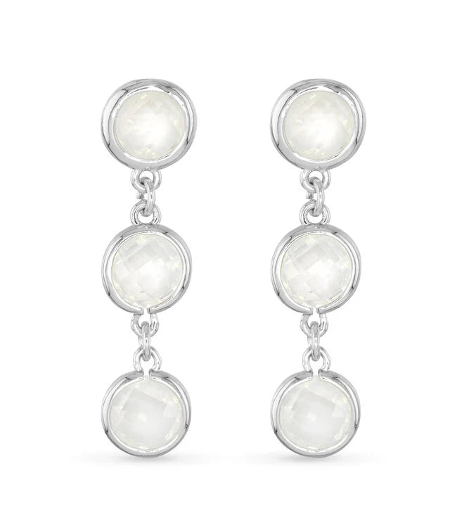 Silver Faceted Cubic Zirconia Earring