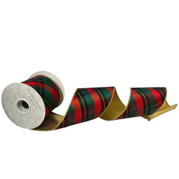 Red/Green/Gold Nutcracker Plaid Ribbon
