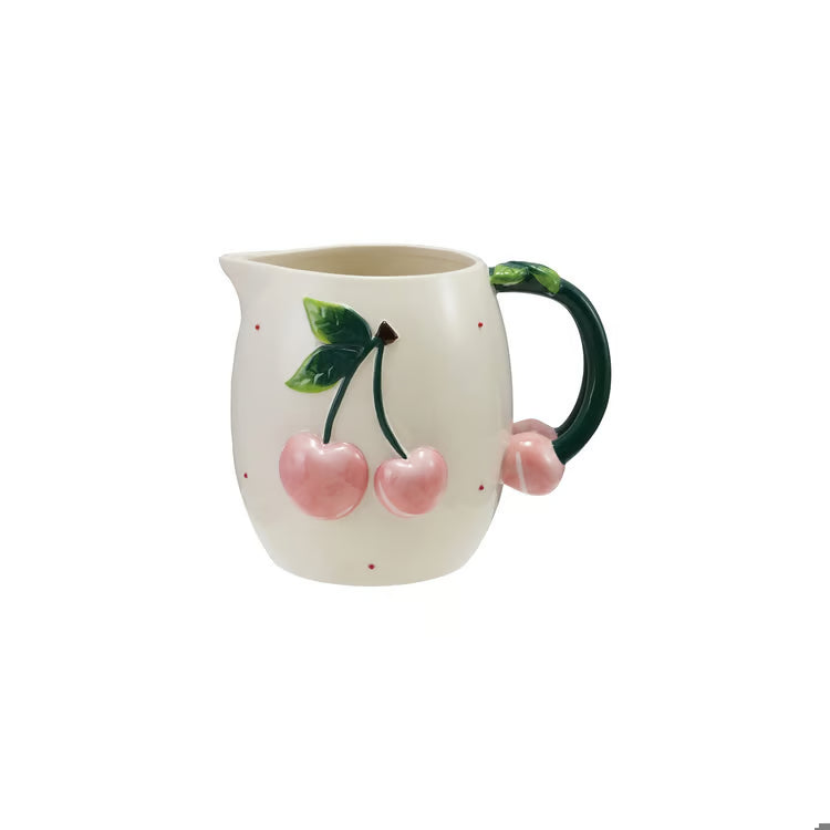 Hazel Mazel Hand-Painted Stoneware Cherry Pitcher