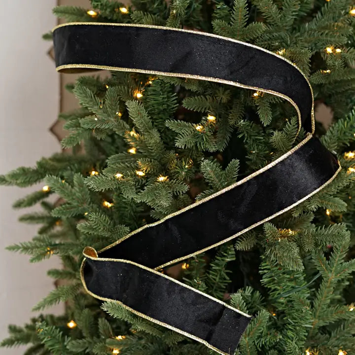 Black Velvet/Gold Wired Ribbon