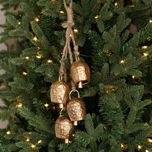 Hammered Swiss Cow Bell Cluster-Antique Gold