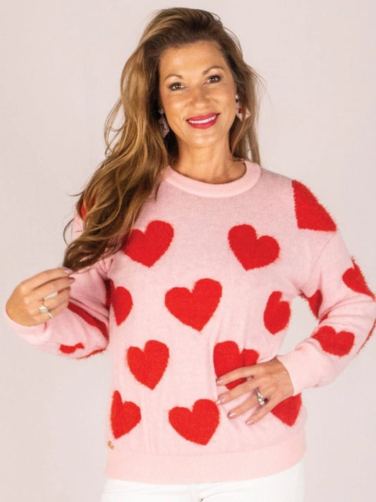 Simply Southern Fuzzy Valentine Heart Sweater